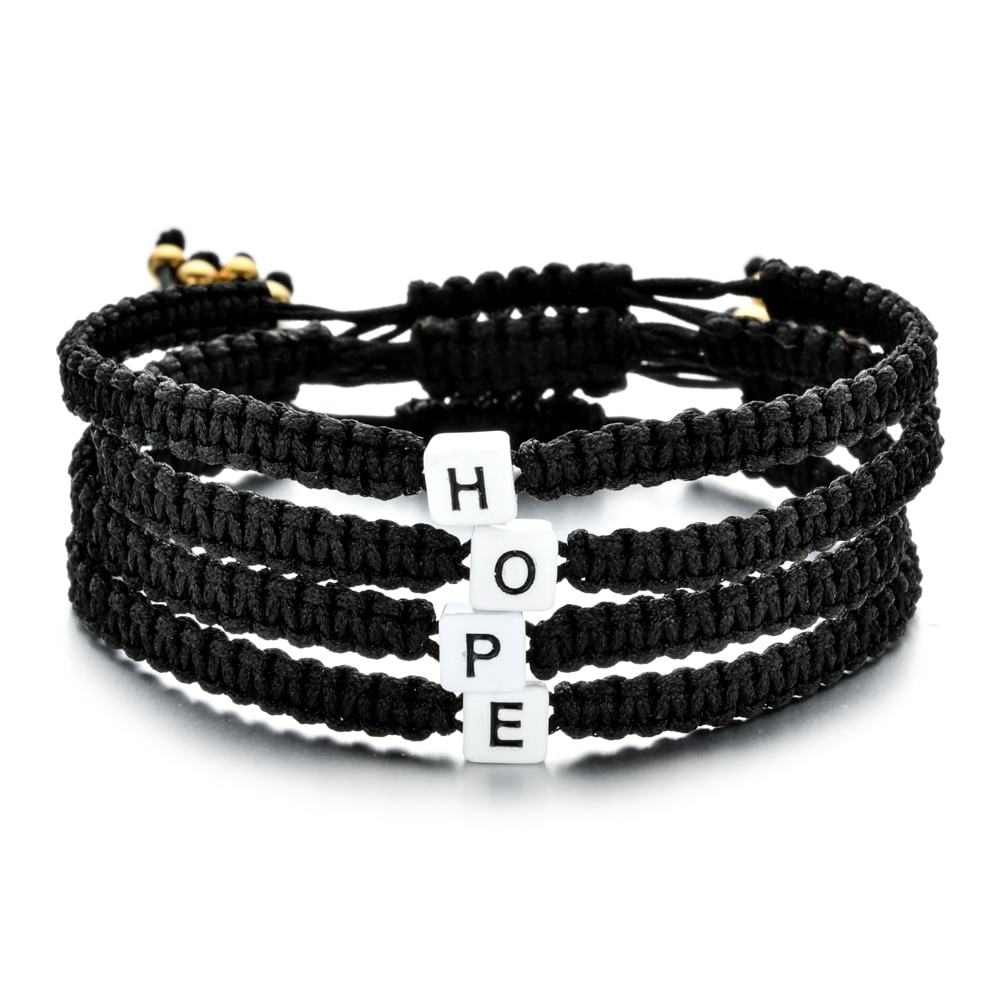 Zmzy A-Z Set Zwart Touw Geluk Armbanden Paar String Gevlochten Vriendschap Sieraden Voor Vrouwen 26 Letters Charm Naam Armband Mannen