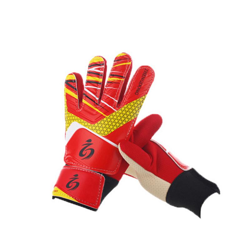 ZHENGDONG Children Soccer Goalkeeper Gloves + Leg Guard S1010 Goalkeeper Soft Gloves Size 5/6/7 Football Equipment: Red / M