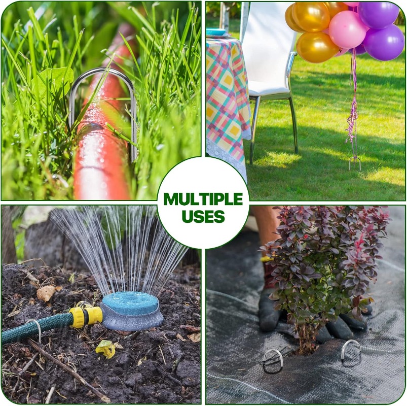 Grapas de paisaje de jardín en forma de U, estacas fijas de acero resistente para tienda de césped, pasadores de clavija de seguridad, barrera para césped