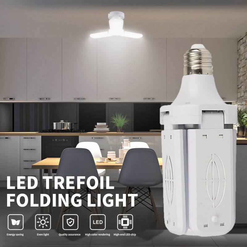 1pc led-pære  e27 30/40w led-lampe loftventilator led-lys 220v foldbar ventilatorbladvinkel justerbar til hjemmebelysning i garagen