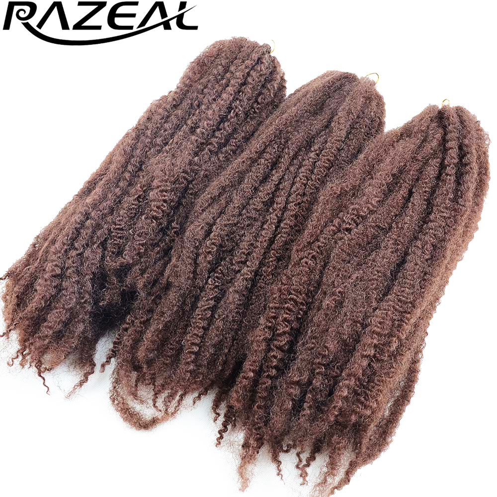 Razeal 6 kpl 18 " puhdas väri afro marley hiukset kierre virkkaus punokset synteettinen punos hiustenpidennys korkean lämpötilan kuitu