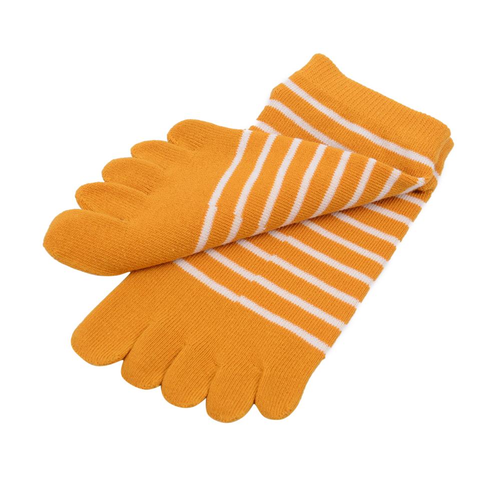 Vrouwen Teen Sokken Toevallige Katoen Streep Vijf Vinger Low Cut Sokken 5 Vingers Leuke Streep Aparte Tenen Sokken mode: Yellow
