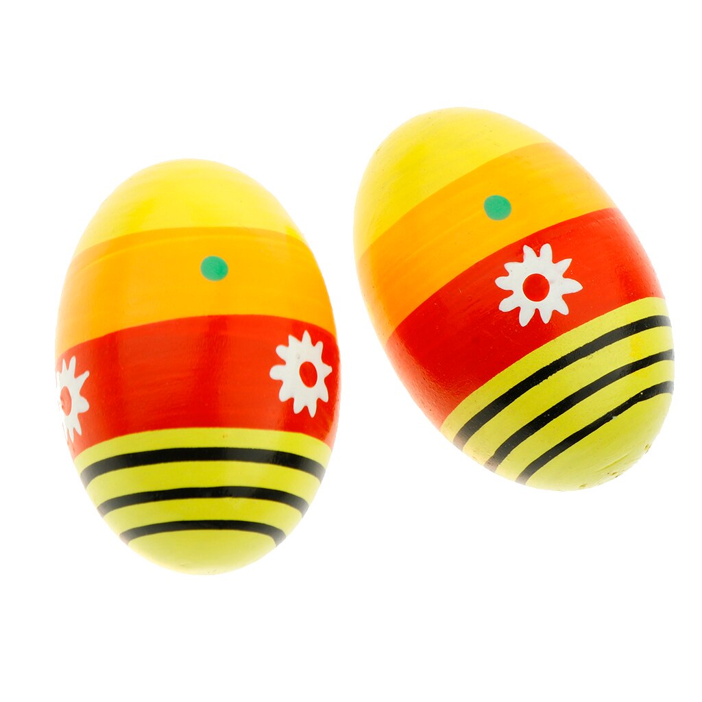 2 stk træ percussion musikalske æg maracas æg shakers børn legetøj  - 2 forskellige farver: -en