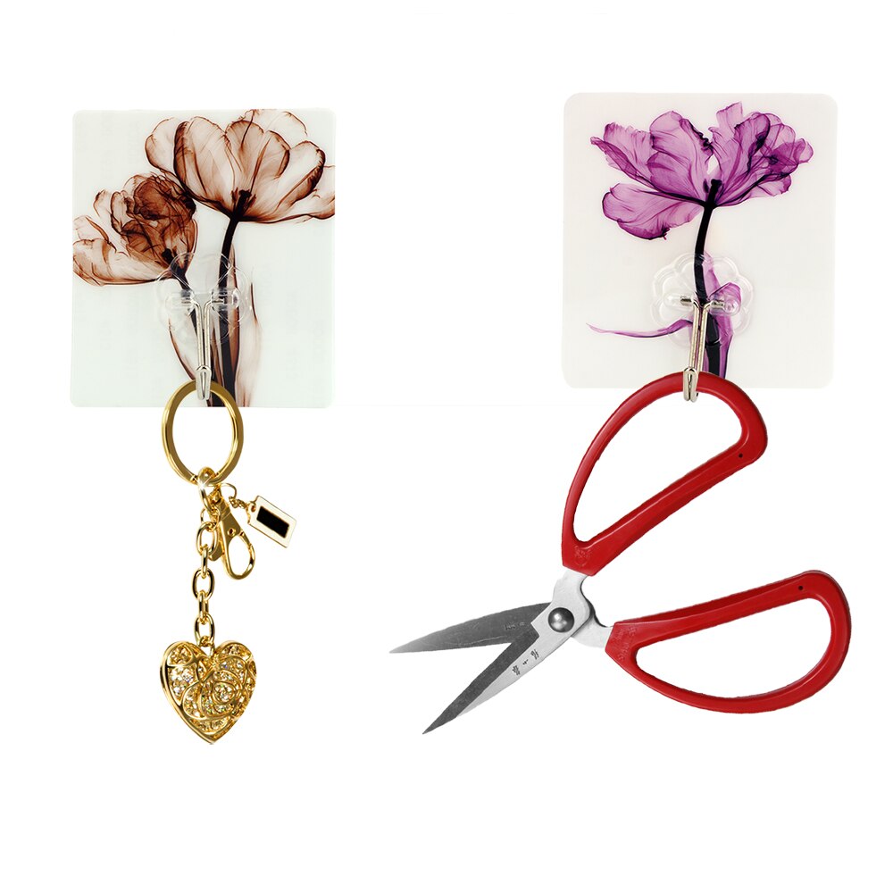 Support collant mural accessoires de salle de bain salle de bain cuisine crochets vêtements porte-serviettes crochet adhésif motif fleur