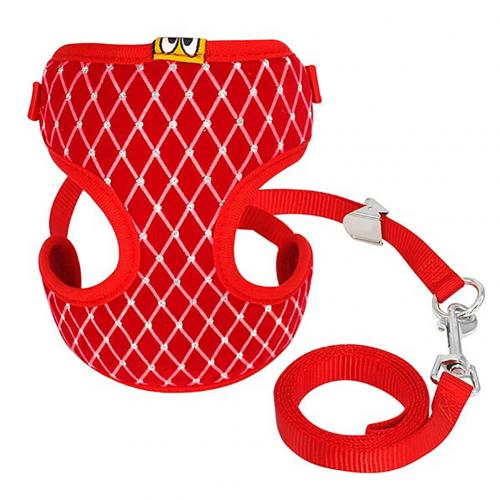 Cat clothes cat costume Breathable Pet Leash Puppy Cat Plaid Pattern Soft Chest Strap Vest Harness Leash Dog Supplies: Red / S