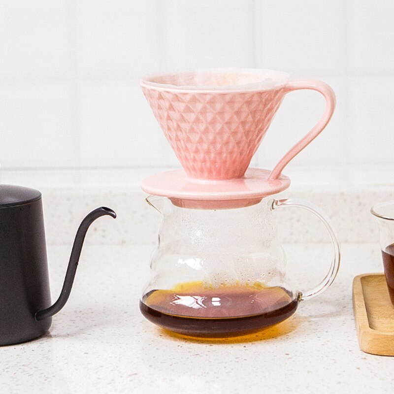 Ceramic Coffee Filters Coffee Drip Filter Cup Diamond shape Permanent Pour Over Coffee Maker with Separate Stand