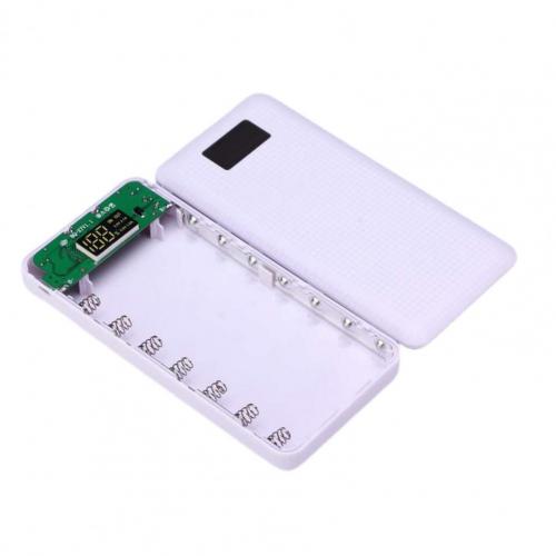 Power Bank Nesting Solderless Handwork LED Display Screen 7x18650 Power Bank DIY Shell for Mobile Charger: white