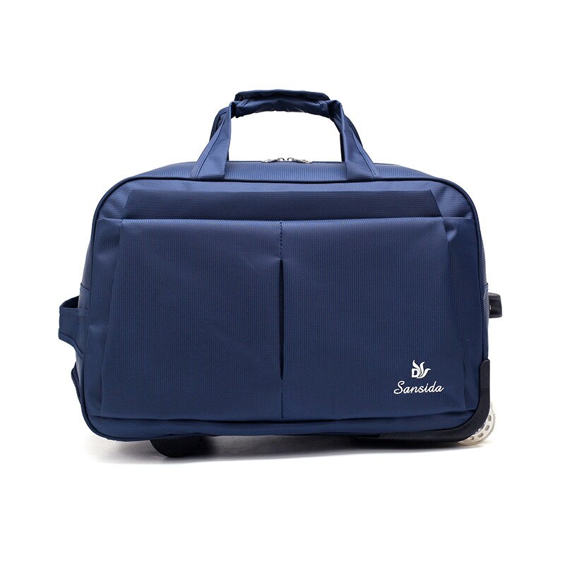 Bolsas de viaje impermeables de tamaño pequeño para hombre y mujer, bolso de negocios Unisex con ruedas, bolso plegable de gran capacidad para fin de semana, novedad: dark blue