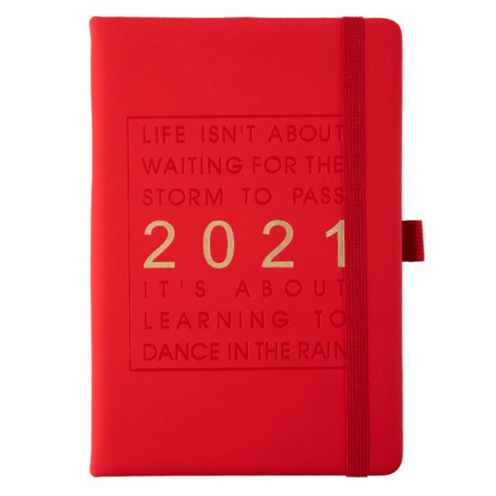 Daily Schedule Planner Calendar Notebook with Elastic Band Pen Holder for Home Office Students Supplies A5 Size: Red