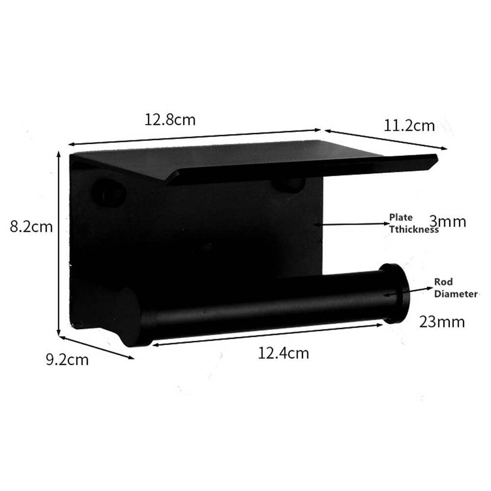 Wall Mounted Tissue Rack Mobile Phone Storage Shelf Black Free Punch Kitchen Double Axis Rag Roll Paper Square Organizer Holder: Short