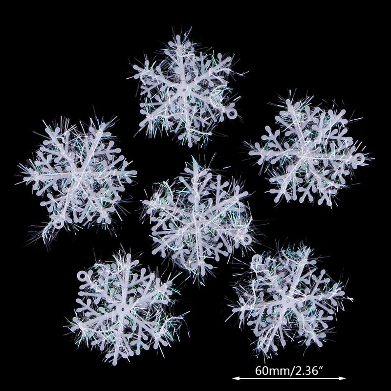 Decoración navideña de copos de nieve para ventanas, 6, 24, 30 y 60 uds., decoraciones colgantes de 6cm para novia y novio