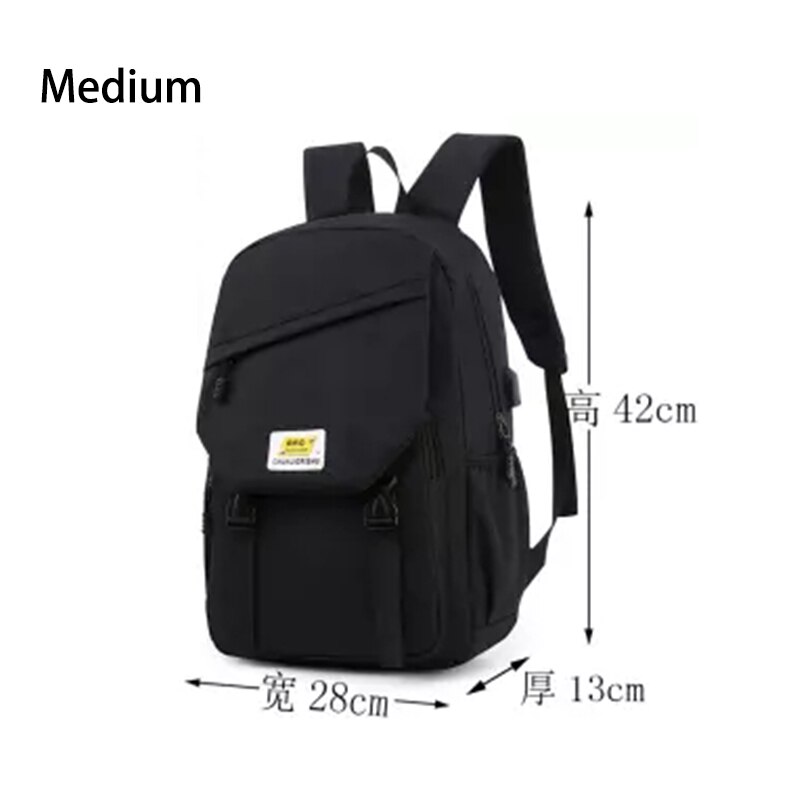 Sacs à dos d'école de grande capacité pour les garçons d'adolescent sacs de lycée moyen pour les hommes d'université d'adolescent: Medium black