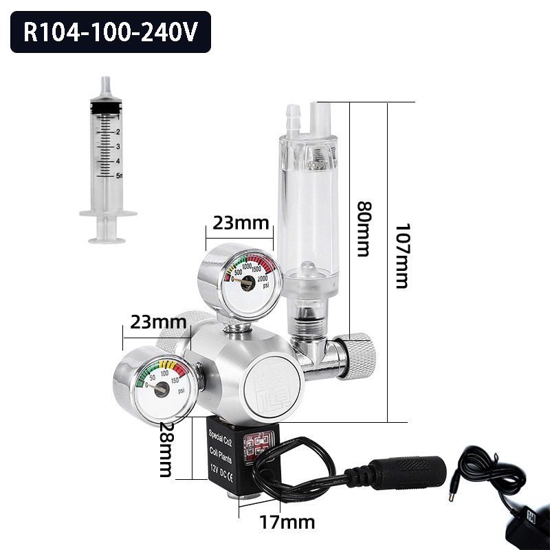 Aquarium CO2 regulator solenoid valve bubble meter plant water grass tankCO2 reaction control system pressure reducing valve: XXL / black