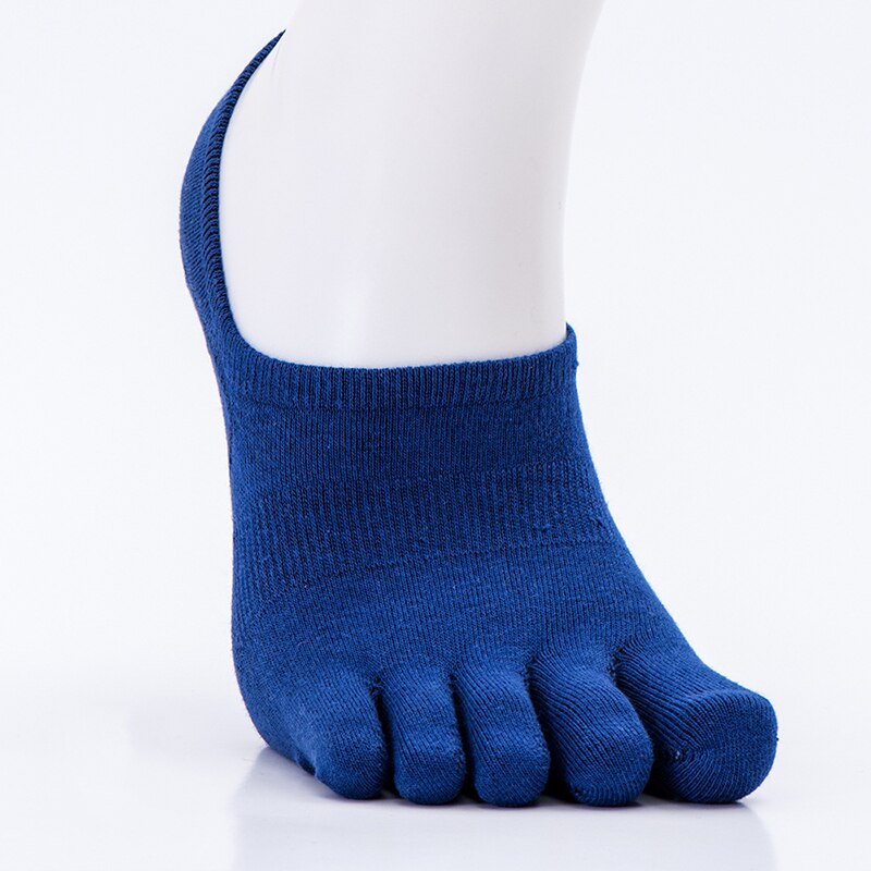 Toe Socks Men and Women Five Fingers Socks Breathable Cotton Socks Sports Running Solid Color Black White Grey Blue khaki coffee: Blue