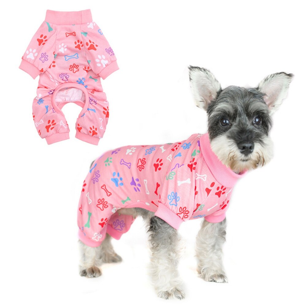 Primavera outono cachorro macacões pegadas imprimir animal de estimação traje roupas para filhote de cachorro gatinho macio respirável roupas suprimentos
