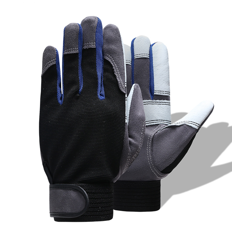 Luvas de segurança com costura branca e preta qiangfolha, luvas de segurança para trabalho em bicicleta, ciclismo, para caminhadas 2710