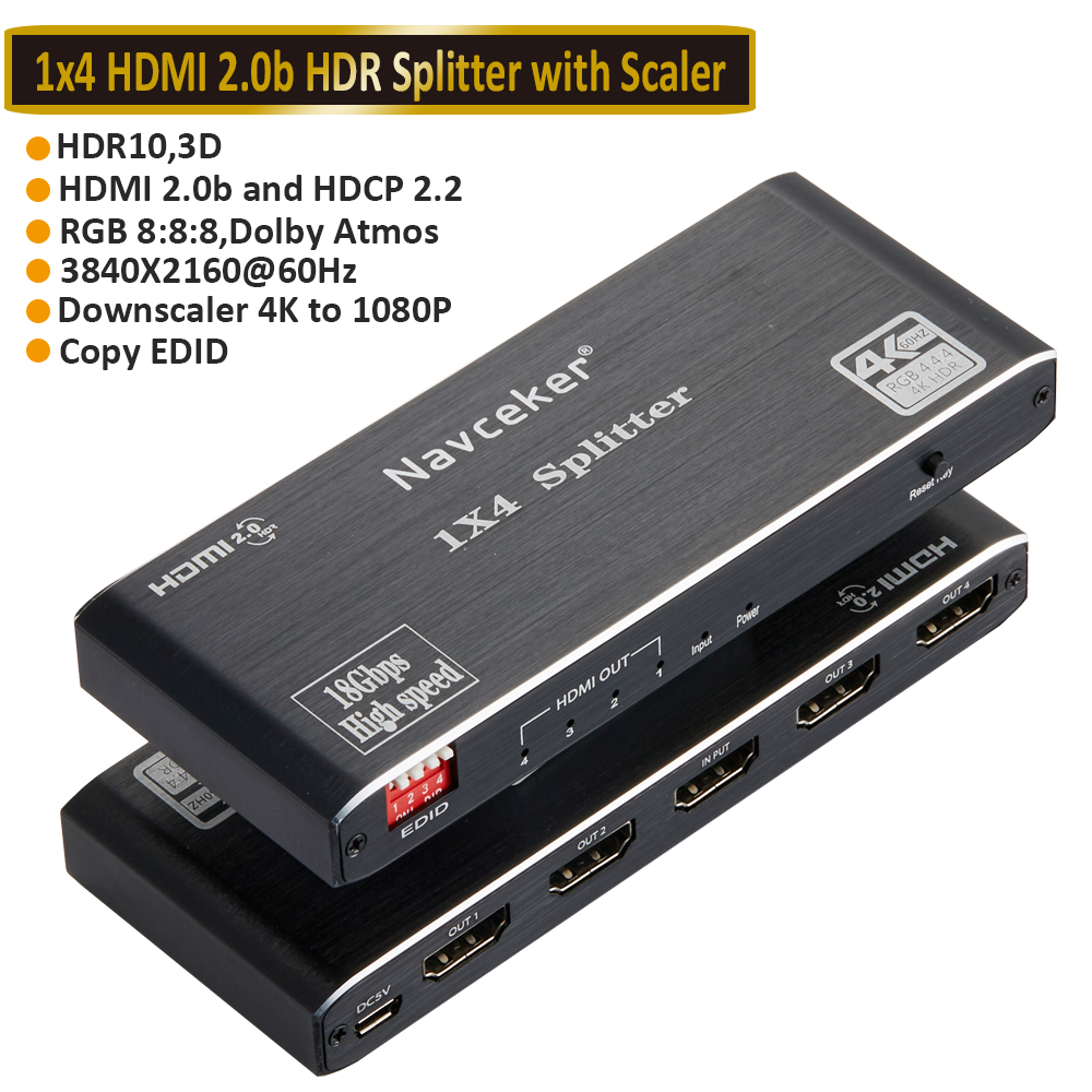 Répartiteur HDMI 2023 pour ordinateur portable, 1x2, 4K, vidéo, audio, prise en charge 3D HDR, 4K, 60Hz, 2.0: green / 1,5m