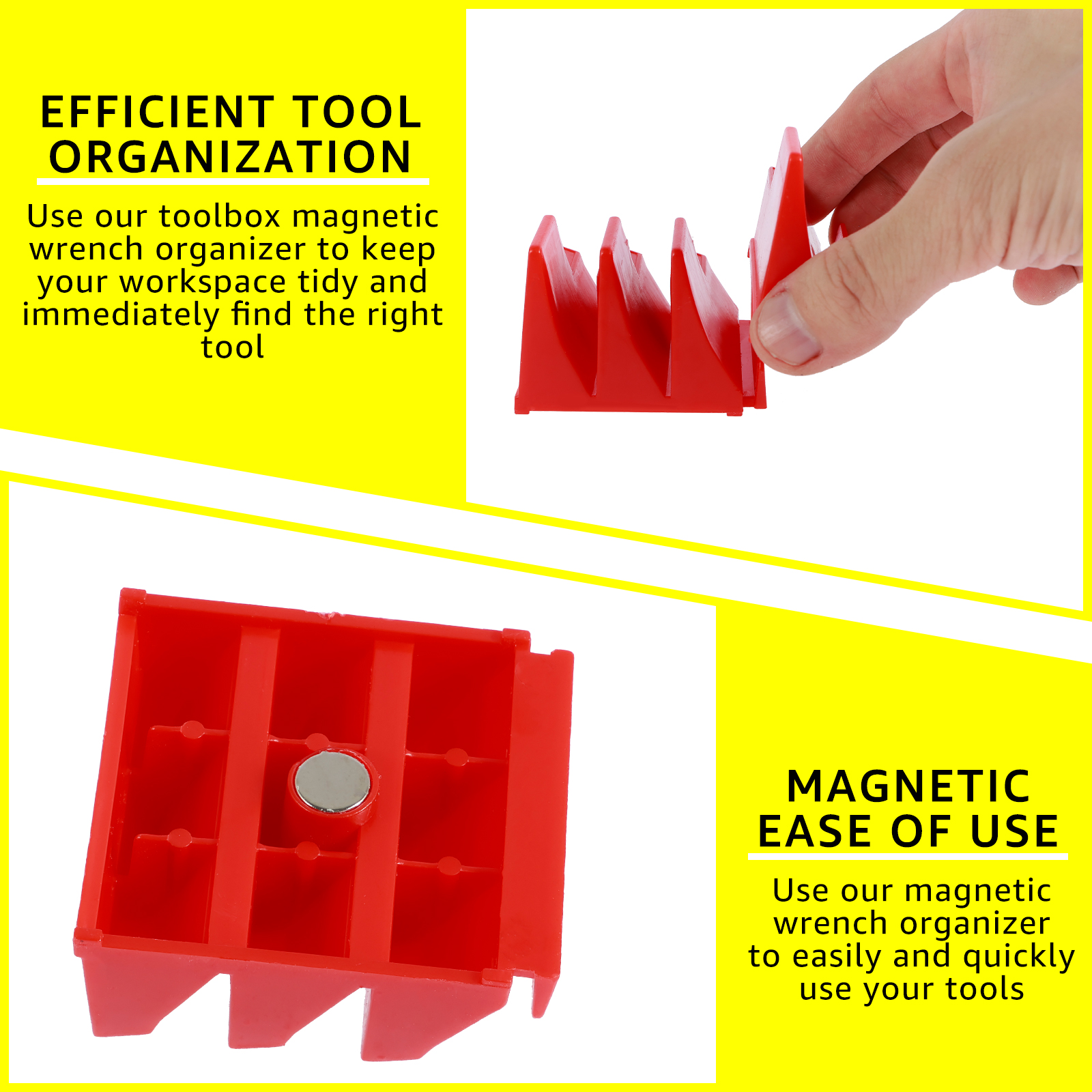 Magnetic Wrench Organizer Rack for Toolbox Wrench Holder Space-Saving Holds Up to 24 Wrenches Tool Drawer Storage Shelf