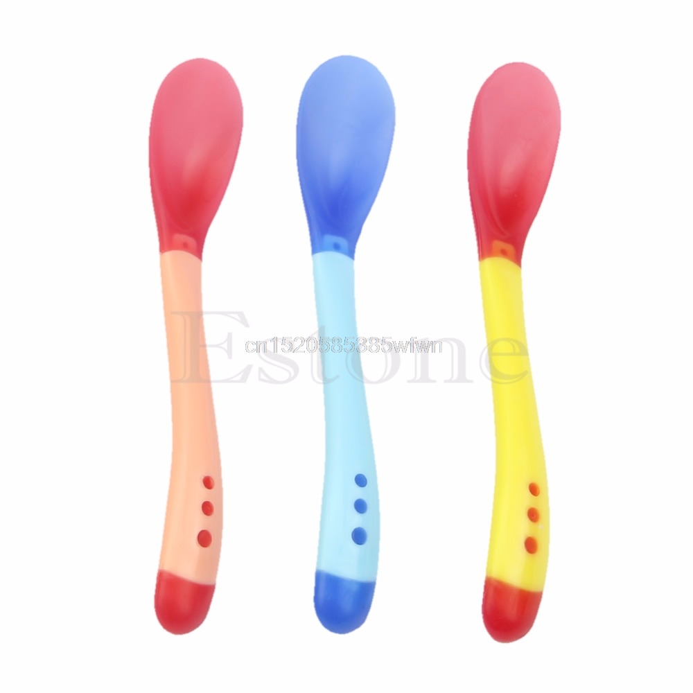 2 Stuks Handige Warmte Sensing Thermische Lepel Baby Kids Spenen Siliconen Hoofd Servies # HC6U #