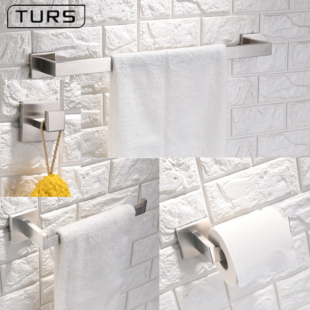 Brushed Finish SUS 304 Stainless Steel Bathroom Hardware Set Paper Holder Toothbrush Holder Towel Bar Bathroom Accessories