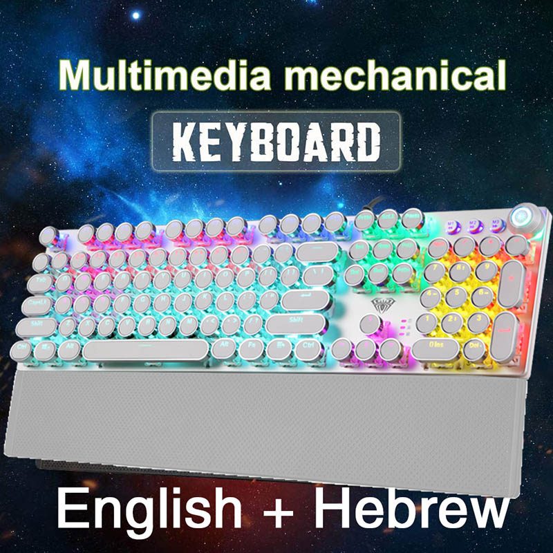 AULA Mechanical Keyboard Blue/ Black/Red/Brown Switch Gaming Keyboards for Tablet Desktop ADD Russian Spanish Korean Hebrew: CAROL / blue switch