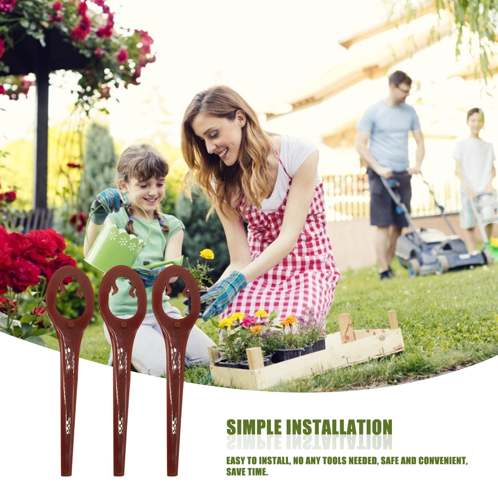 50pcs Plastic Blade Cutter Replace Lawn Mower Blade Garden Lawn Garden Mower Lawn Mower Blade For Trimmer Blade Grass Garden