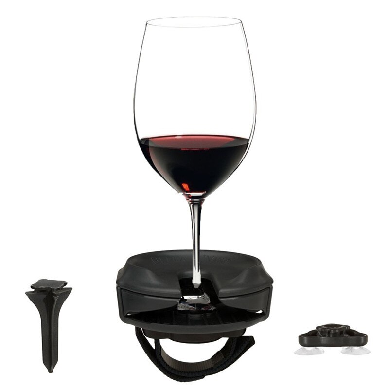 Multifunctionele Wijnrek Houder Met Zuignap Outdoor Wijnglas Bier Houder Met Vaste Riem Opslag Plank Rek: green