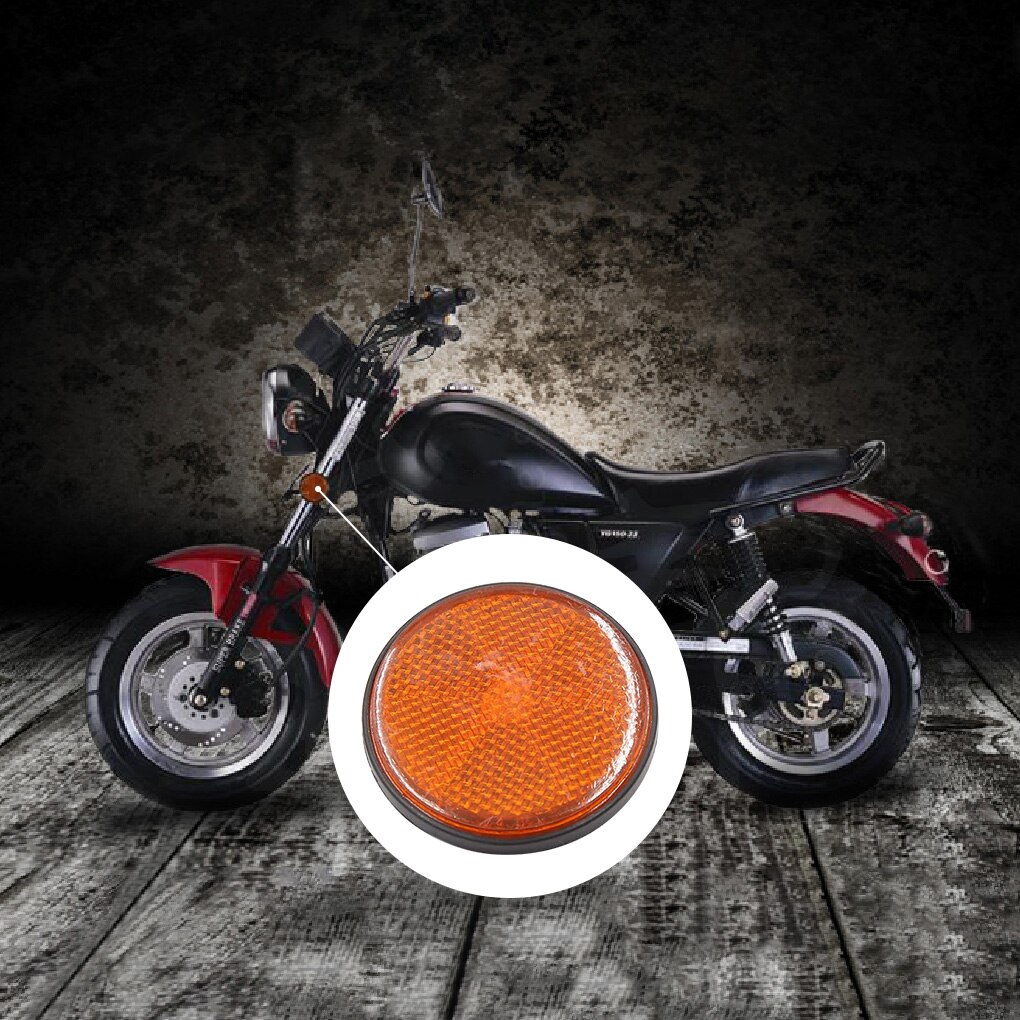 2 Pcs Round Motorcycle Reflector Universal 60mm Reflective Side Lights for Car Truck Trailer Orange
