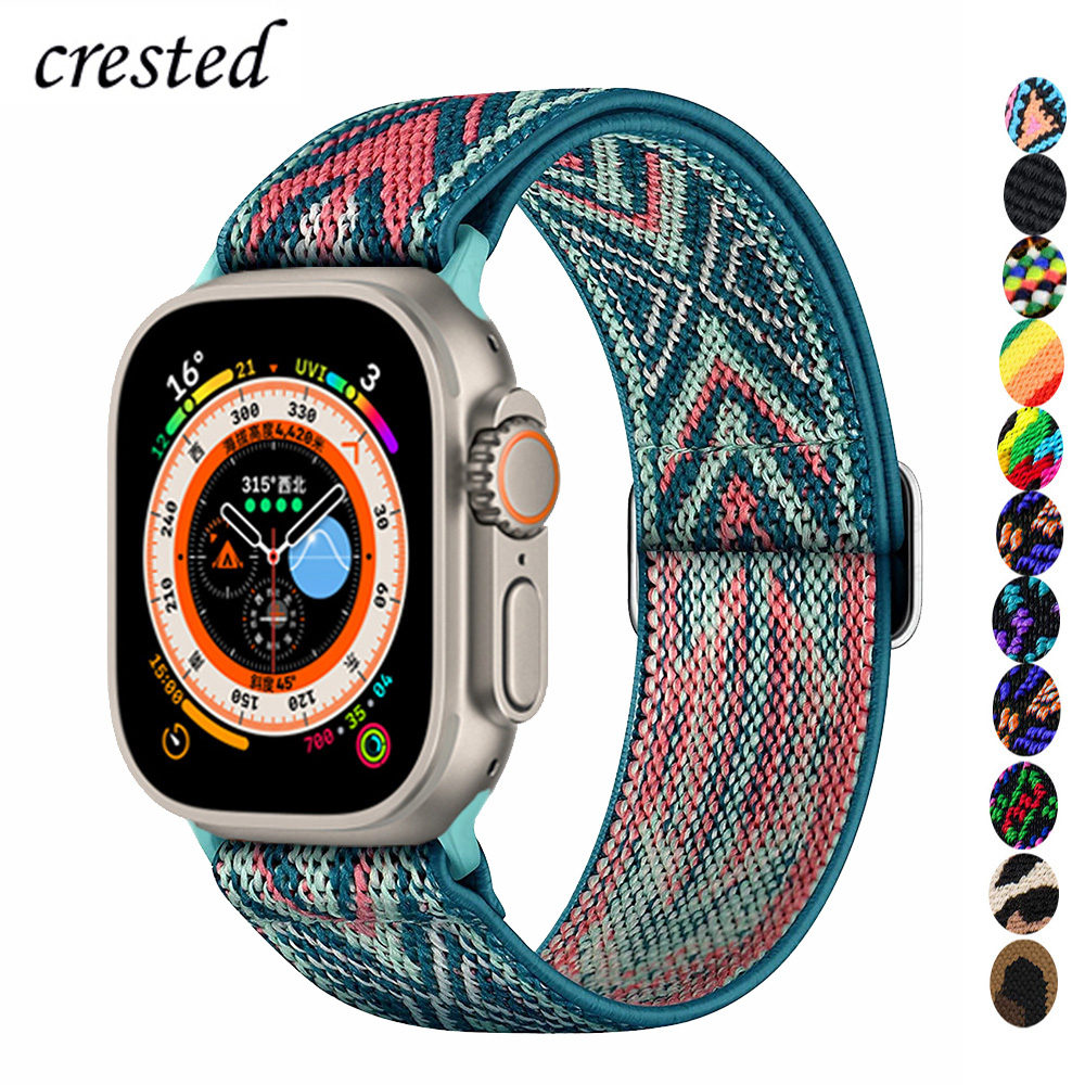 Bracelet chouchou pour bracelet de montre Apple 40mm 44mm 41mm 45mm 38mm 42mm 49mm bracelet en Nylon élastique iWatch série 7 se 6 5 3 Ultra 8