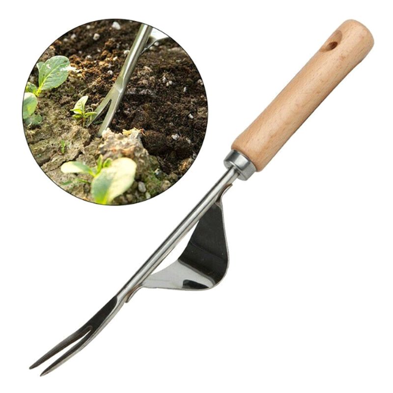 Manual Weeder Fork Metal Hand Garden Wood Handle Digging Puller Weeding Tool Garden Transplanting Digging Tools A5YD