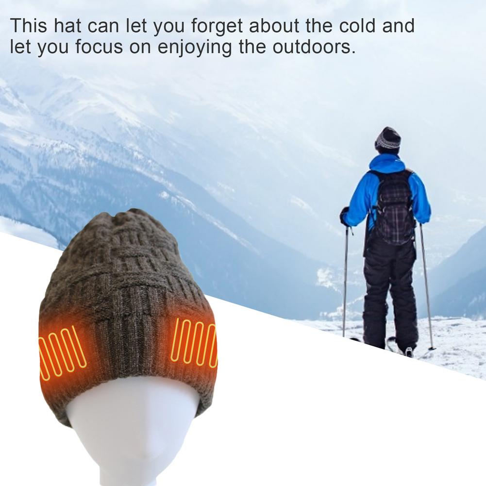 Washable Heated Hat Battery Heated Beanie Hat Electric Rechargeable Warm Winter Heated Fleece Cap Balaclava