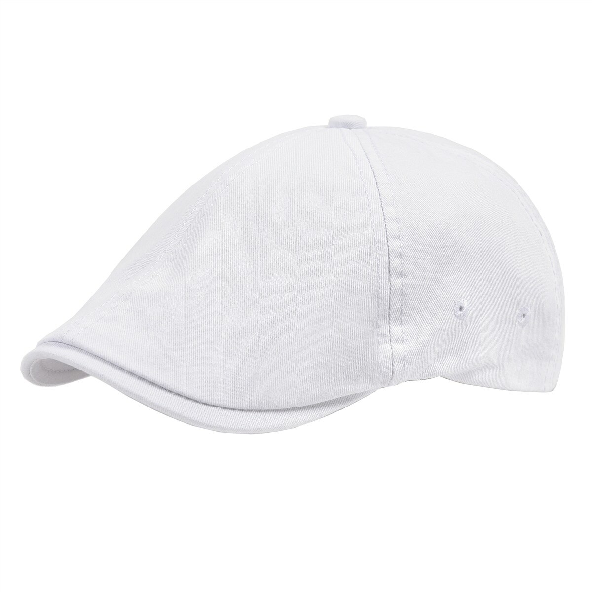 VOBOOM – bérets en coton pour homme et femme, casquette plate en sergé de coton, style Cabbie, décontracté, ajustable, élastique, printemps été: WHITE