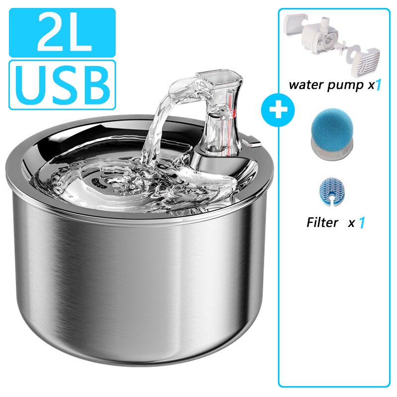 Kat Fontein Rvs Kat Drinker Sensor Automatische Circulerende Huisdier Drankje Water Dispenser Met Filters Katten Fontein: 2L-Base Type