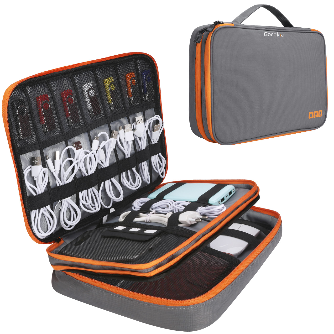 Tragbare Reiseetui für elektronische Accessoires, Kabel-Organizer-Tasche, Gerät-Tragetasche für iPad, Kabel, Strom, USB-Blitz-Laufwerk, Ladegerät