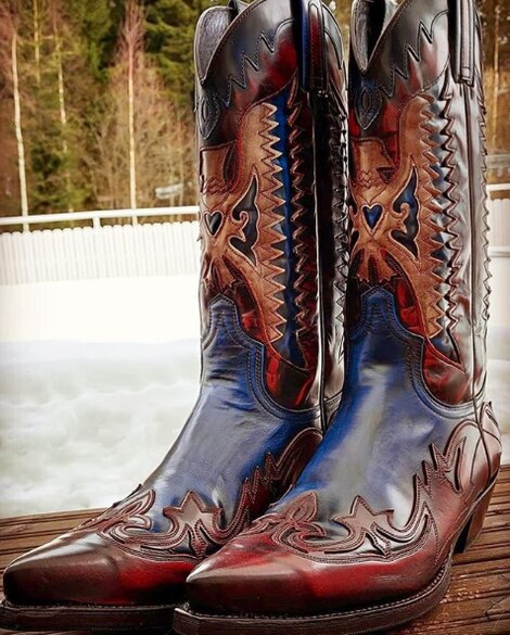 Herresko til mænd pu læder western sikkerhedsstøvler mandlige vinage klassiske cowboystøvler soulier homme 4 m 663: 42