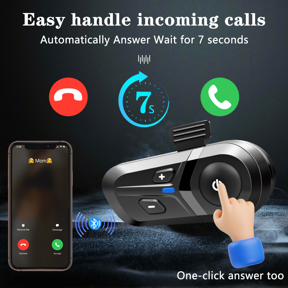 L1 Motorhelm Bluetooth-headset Bluetooth 5.3 Antwoorden automatisch inkomende oproepen IP67 Waterdicht