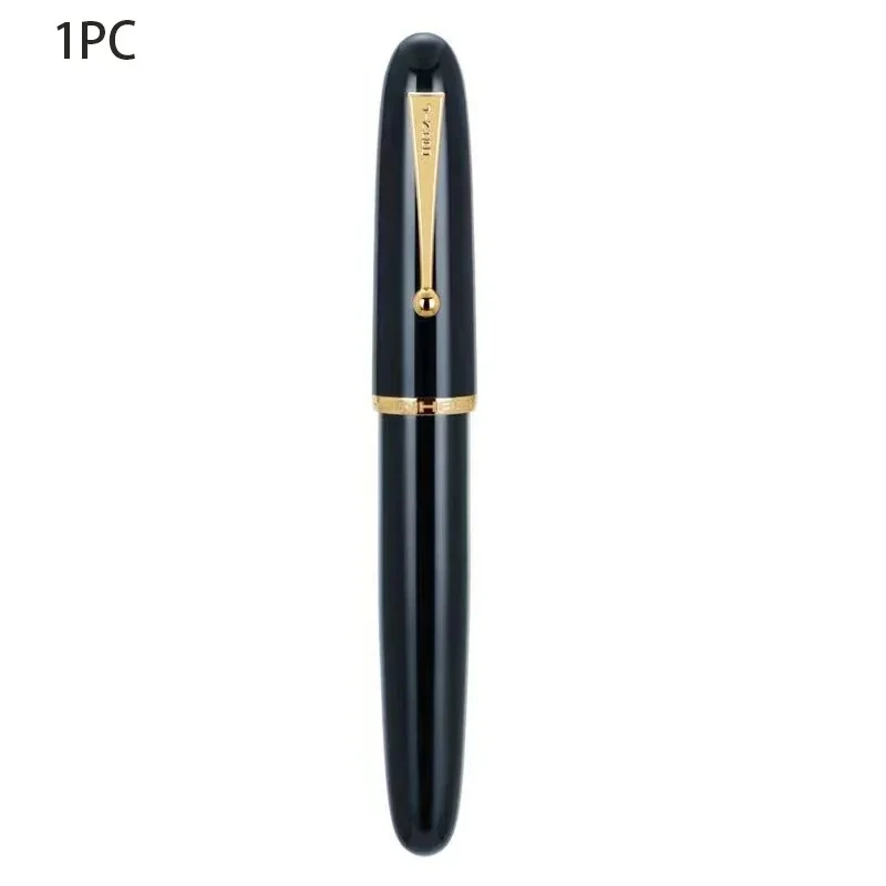 JinHao 9019 pluma estilográfica de lujo acrílico transparente Spin Pen F M papelería suministros escolares de oficina pluma de escritura: BLANCO / efectivo