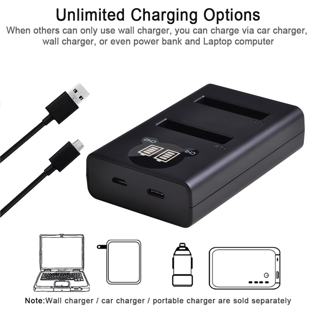 4 Pcs EN-EL5 ENEL5 Battery & LED Dual USB Charger for Nikon Coolpix P530 P520 P510 P100 P500 P5000 P5100 P6000 3700 4200 Camera.
