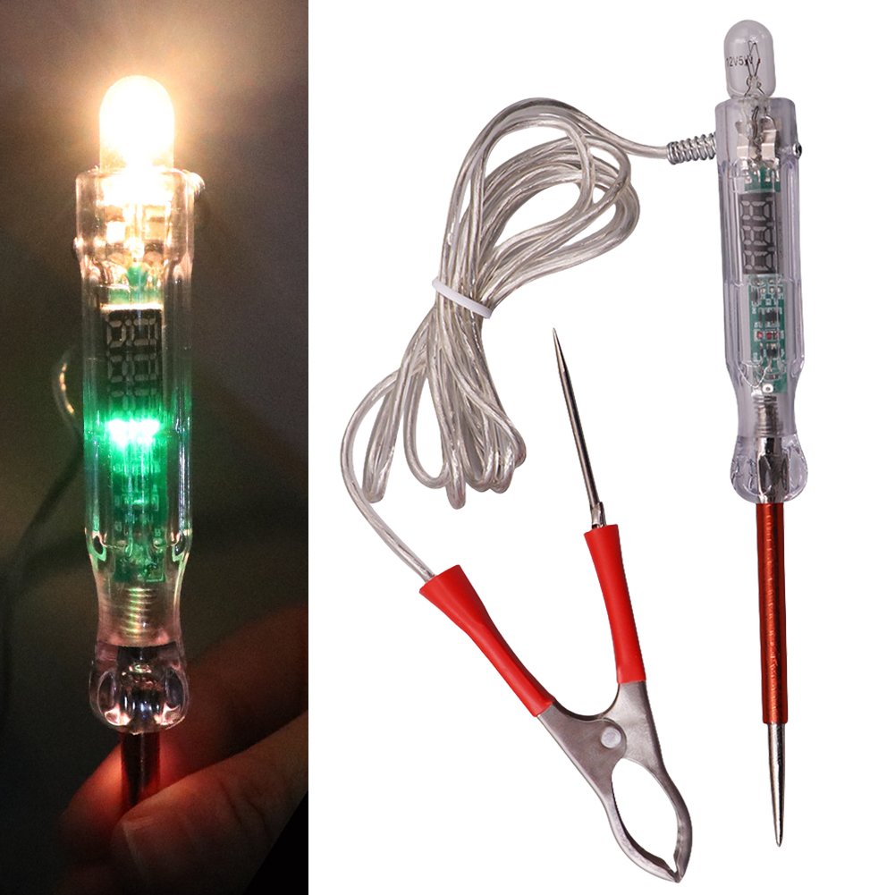 Probador de voltaje eléctrico, lámpara de sonda de pluma, luz LED de doble color, probador de circuito de luz de coche, herramientas de reparación de Circuito automático, 6V, 12V, 24V