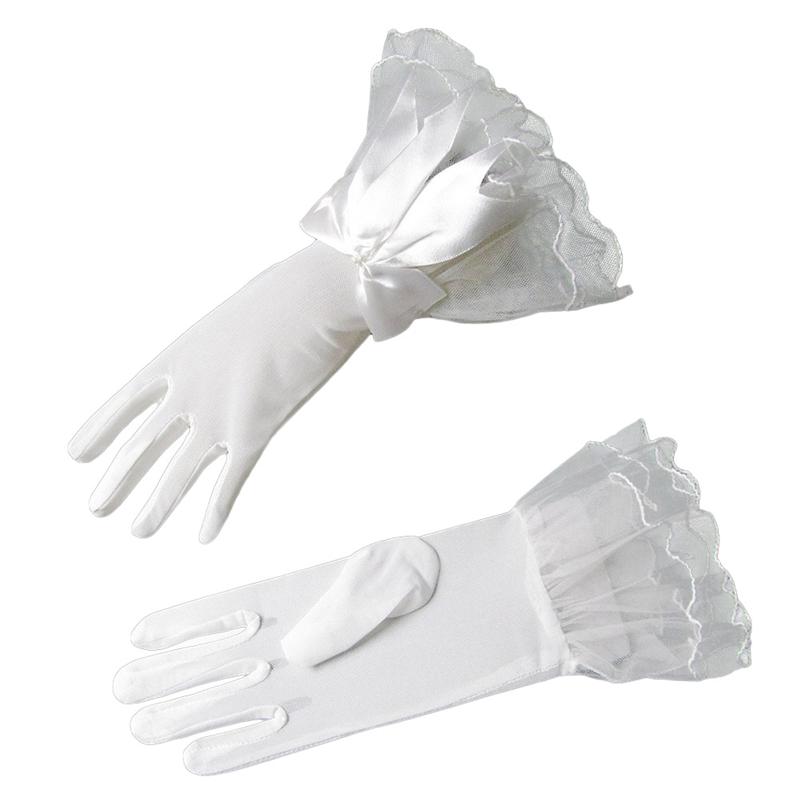 1 Paar Witte Korte Bruiloft Handschoenen Vrouwen Bridal Handschoenen Elegante Witte Kanten Handschoenen Voor Bridal Bruiloft Accessoires