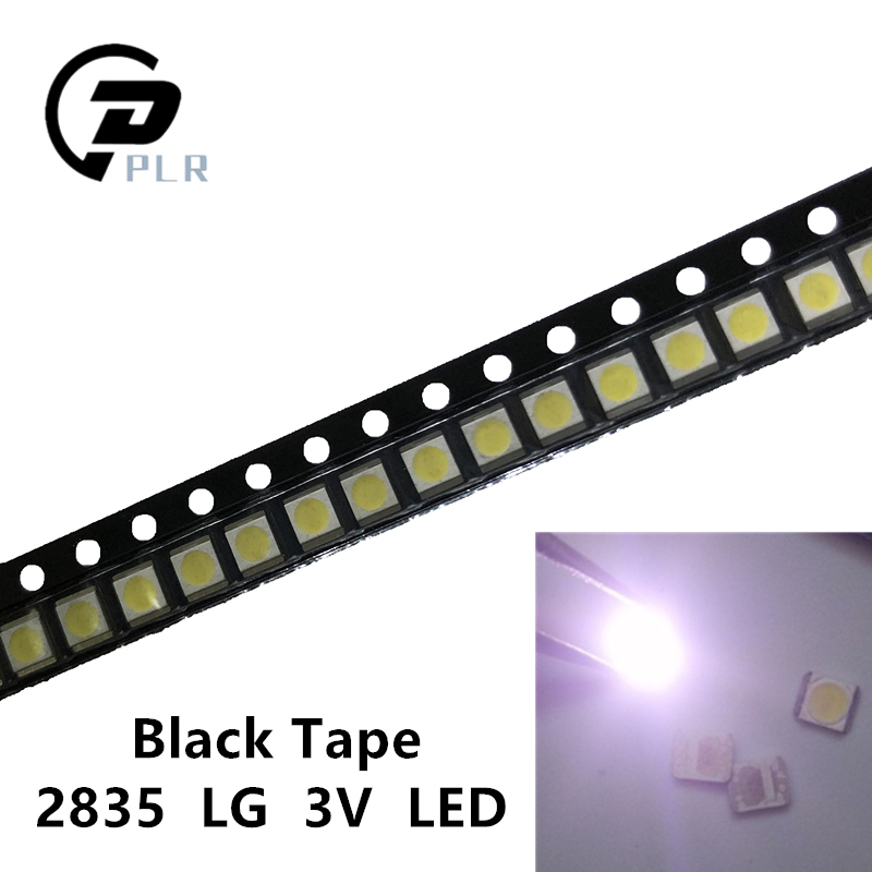 100PCS/Lot 3528 2835 3V SMD LED 1W LG Cold White 100LM For Television LED Backlight: Black tape