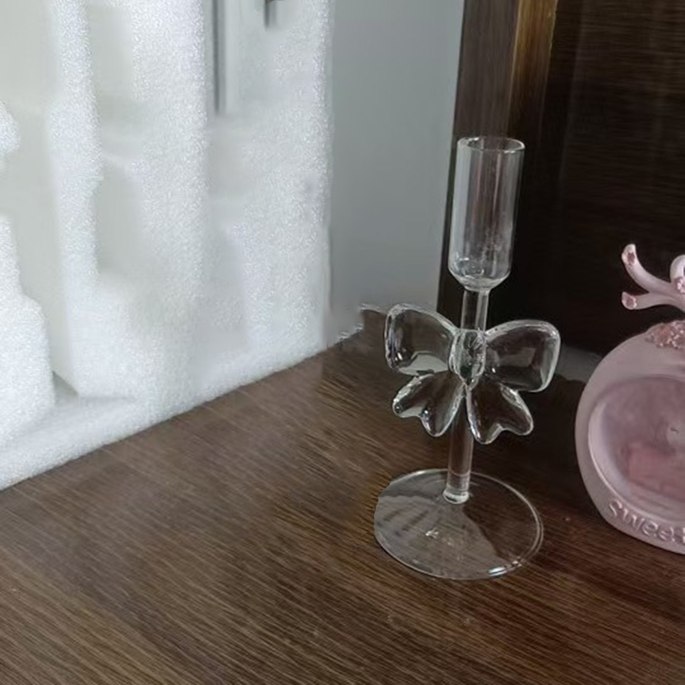 Hoher Kerzenhalter, eleganter Hochzeitskerzenhalter mit Schleife, stilvoll für Partys, Hochzeiten, Heimdekoration: WEISS