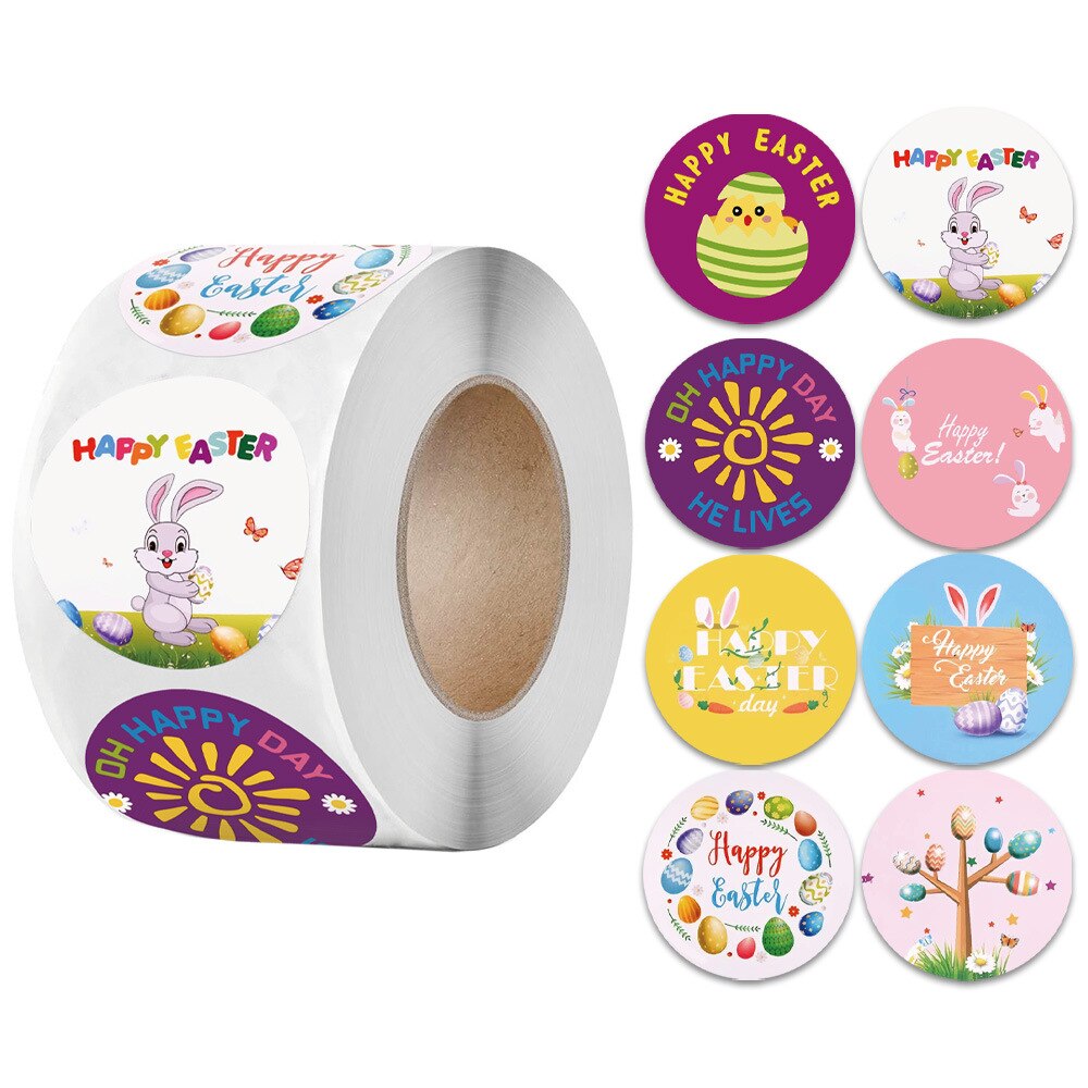 Fast Label Rabbit 500pcs 8 Designs Cartoon Rabbit Happy Easter Stick... – Grandado