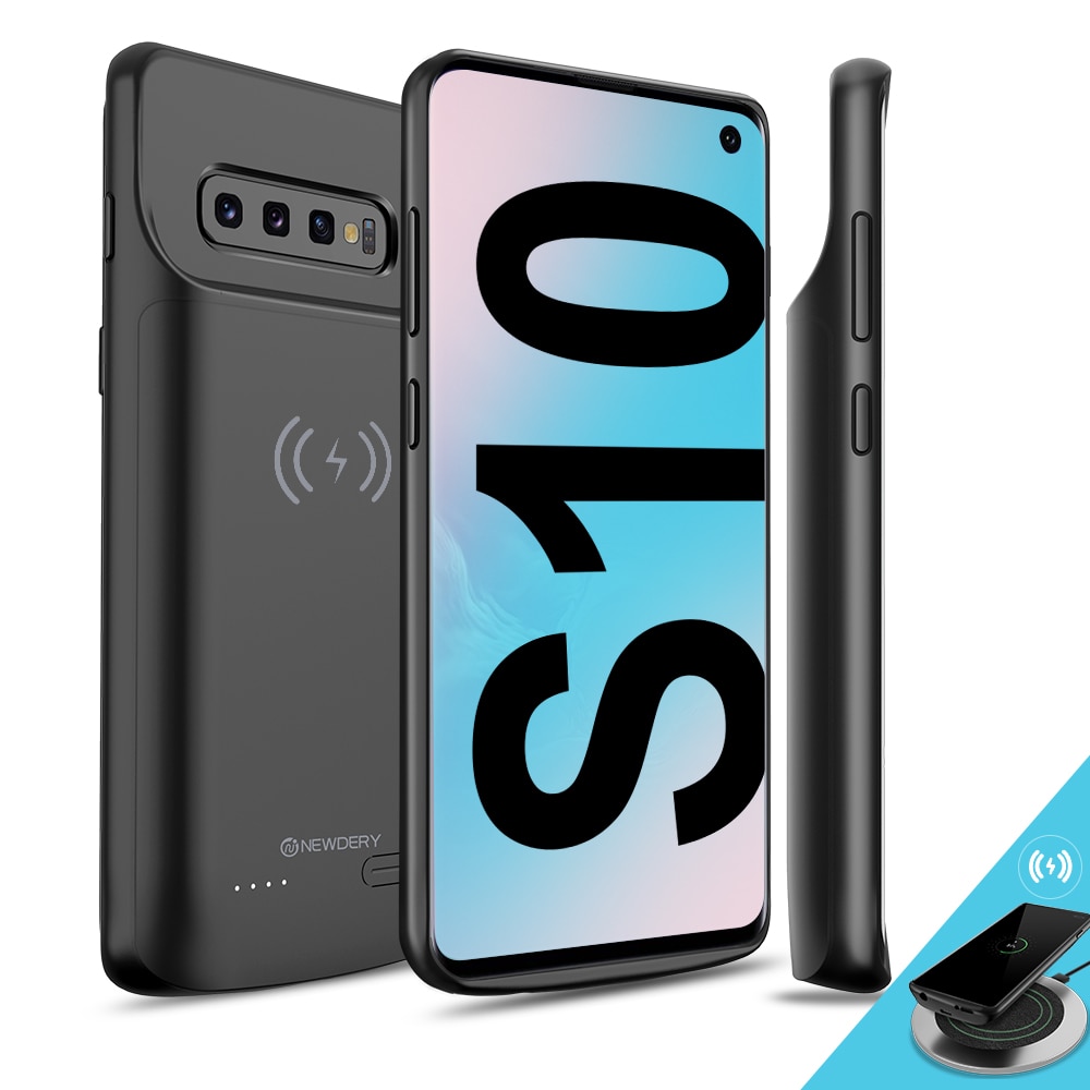 Newdery Voor Samsung Galaxy S10E S10 S10 Plus Batterij Case Qi Draadloze Opladen Compatibel Power Case Voor S10E S10 S10 plus Zwart