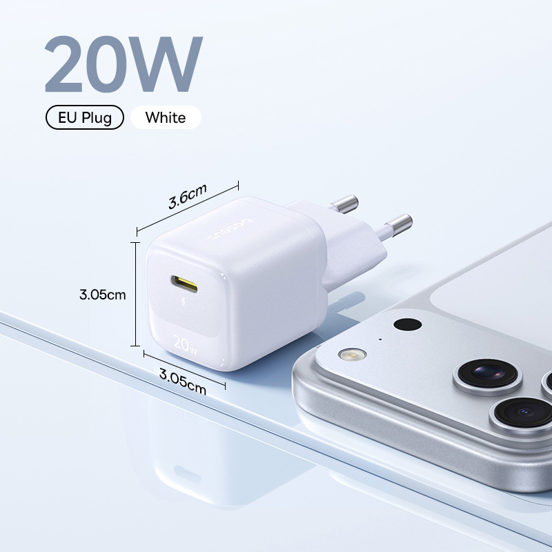 Baseus USB tipo C cargador 20W cargador USB C portátil soporte tipo C PD carga rápida para iPhone 15 14 13 12 Pro Max 11X8 Plus: canadense