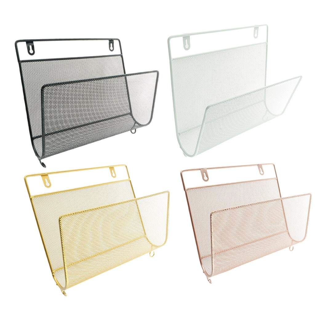 Wire Iron Magazine Holder Rack Home Wall Mounted Newspaper Organizer Booshelf Bookcase