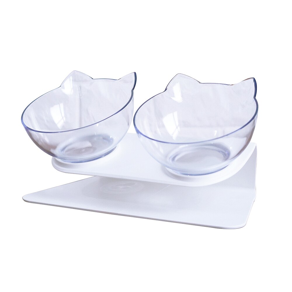 Cat Bowls Dogs Feeders Cat Feeding Bowl With Raised Stand For Cats Double Bowl Cats Food Bowls Water Bowls Pet Supplies#9: Double bowls-2