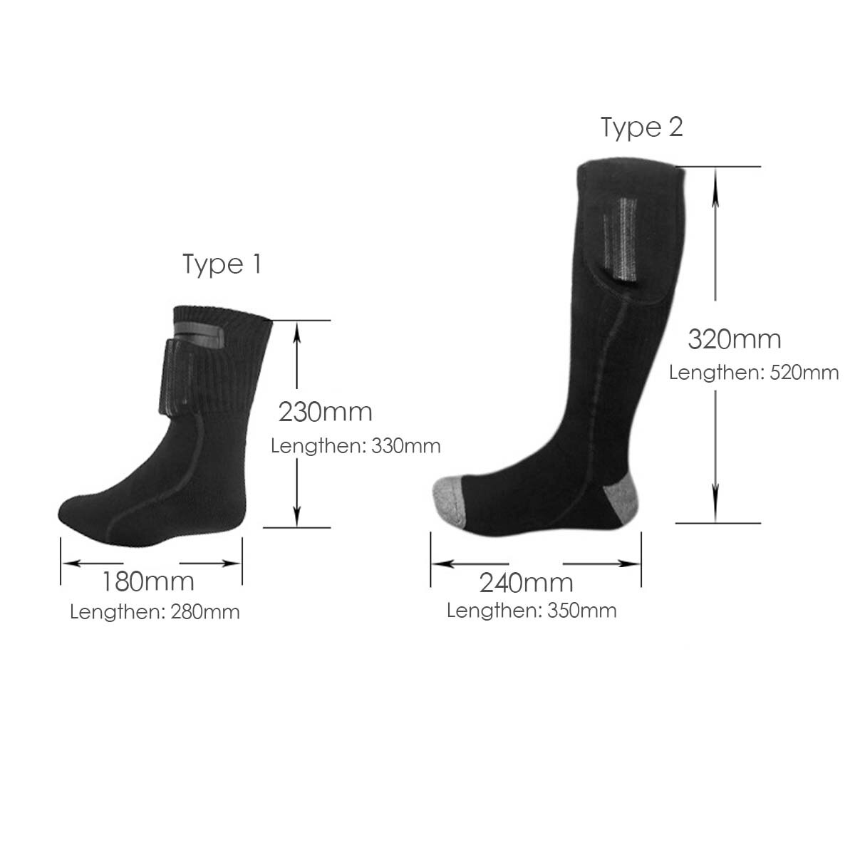 1 Pair Electric Heated Socks Winter Thermal Skiing Heated Socks Nano Fiber Wire Heating Keep Warming Sock Men Women