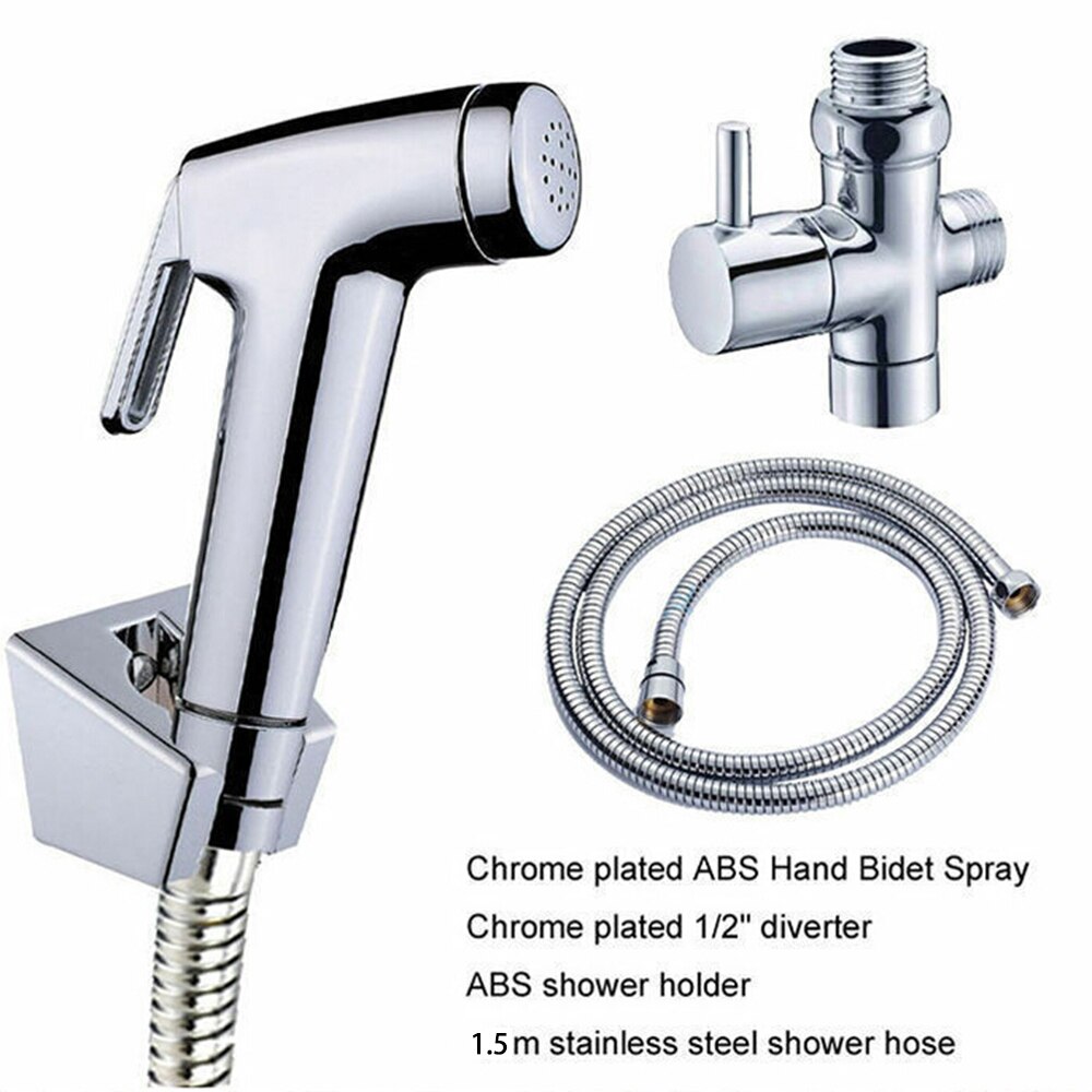 Skib håndholdt brusehoved bidet toilet spray afleder jet shattaf kit krom 1.5m bruseslange til barthroom