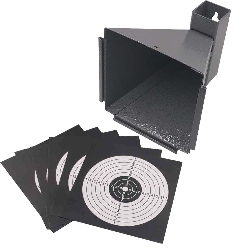 Grey Metal Pellet Trap Funnel-shape with 20 Counts Paper Targets Small 5.50 inch 14 cm: RED